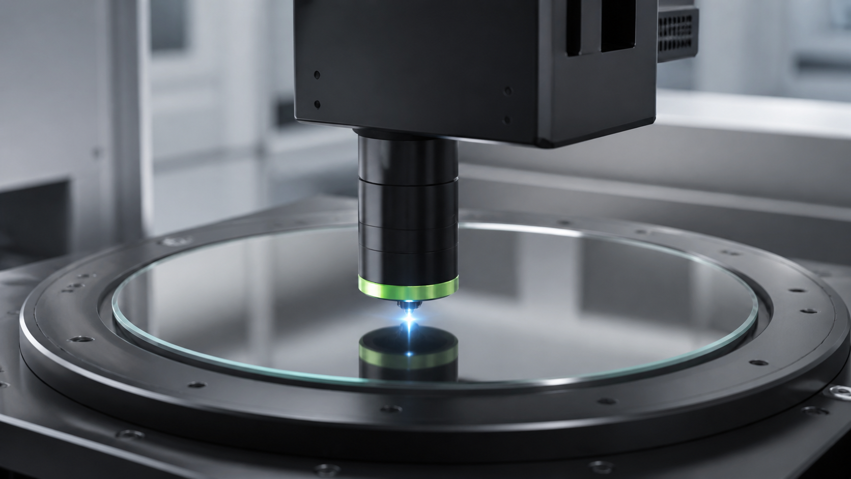 Detecção da espessura e da planicidade de substratos de vidro para semicondutores